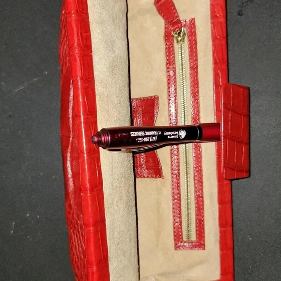 Nancy Gonzalez Red Croc Clutch Purse - Picture 3 of 6